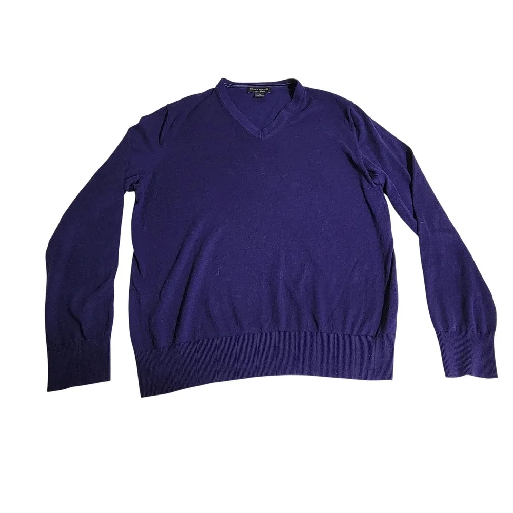 Banana Republic Mens Purple Silk Cotton Cashmere‎ V-Neck Sweater M Luxury Blend